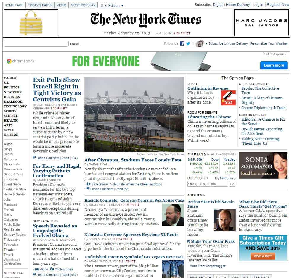 website chứa nhiều nội dung