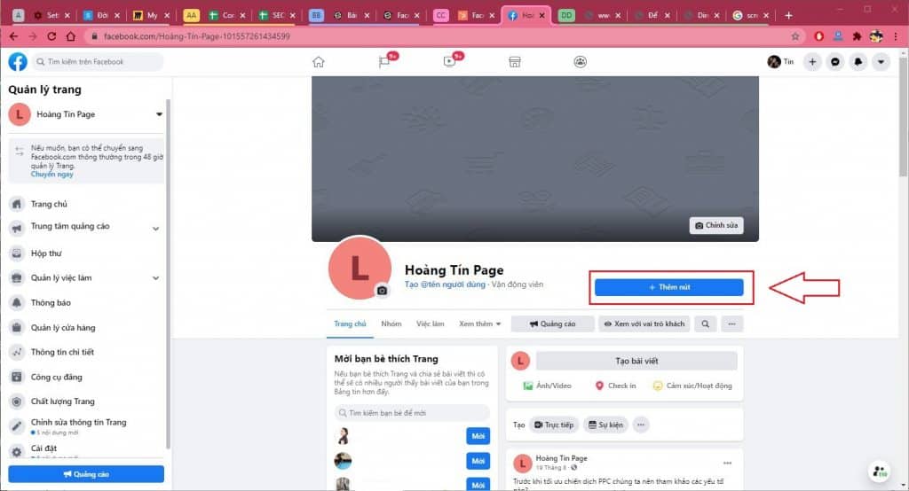 Thêm nút hành động trên trang Fanpage Facebook