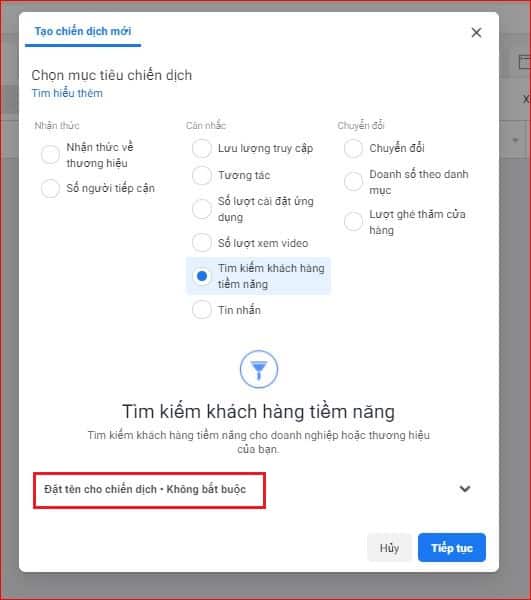 Chiến dịch quảng cáo facebook lead ads