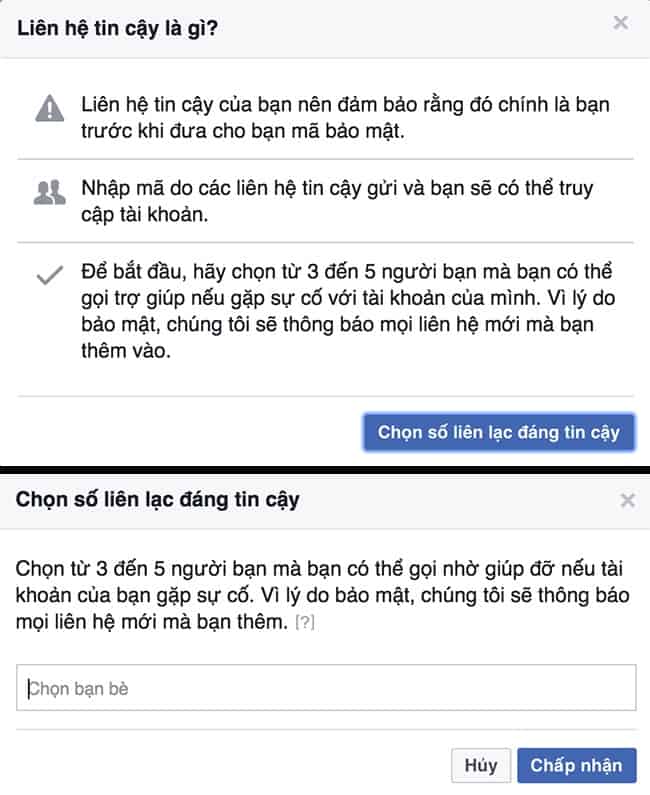 mở Facebook account thông qua bạn bè
