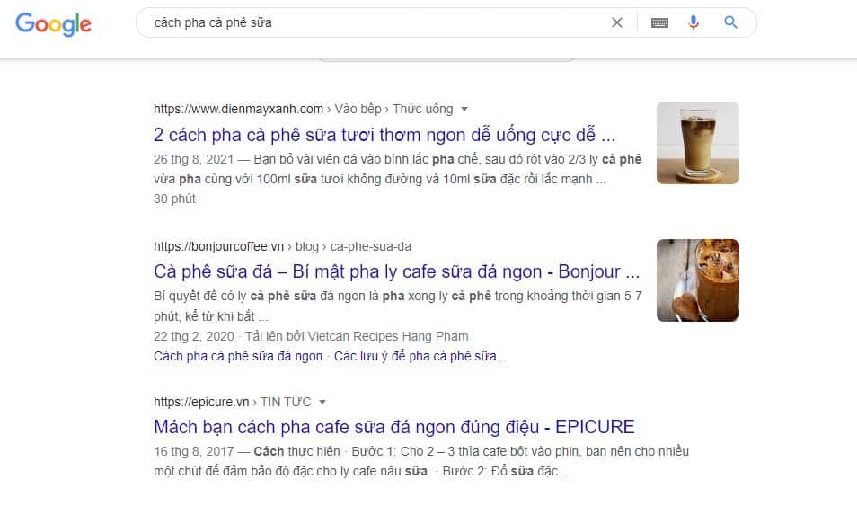 Các so sánh thủ công cho các từ khóa cần nghiên cứu