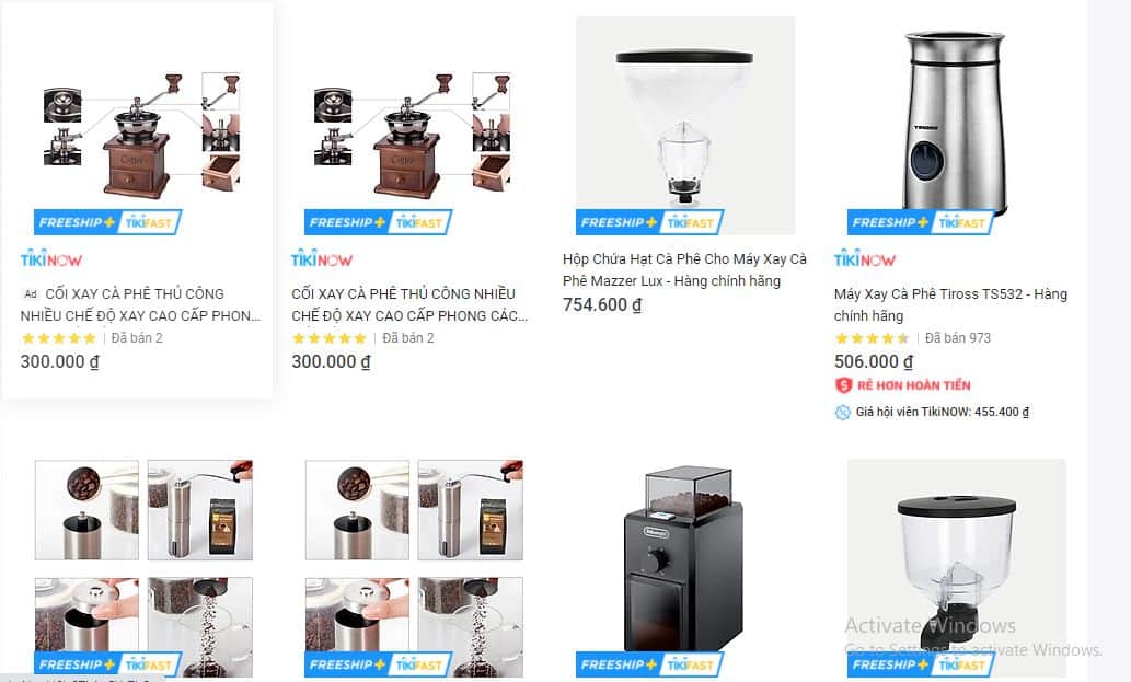 Ví dụ về một sàn thương mại điện tử cho máy pha cà phê