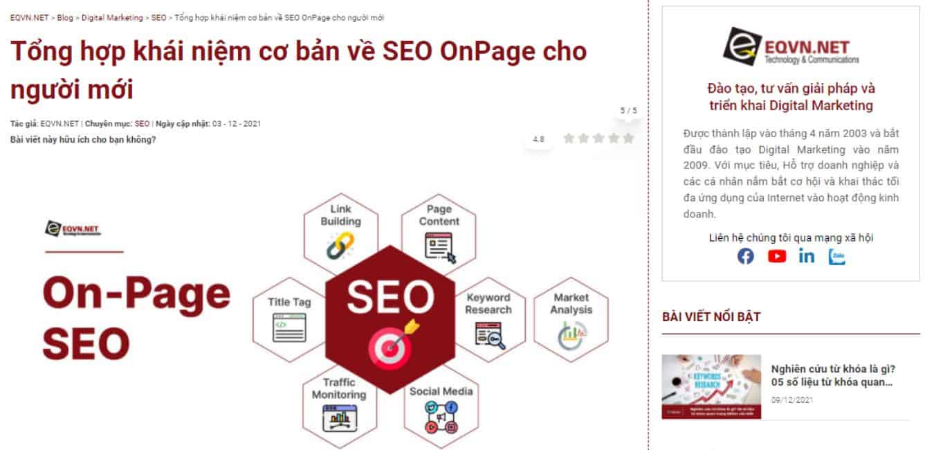 Cách thức H1 hiển trị trong trang web