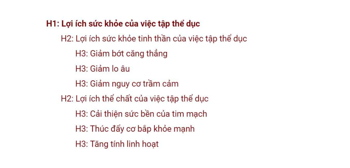 Xây dựng thứ tự các thẻ tiêu đề