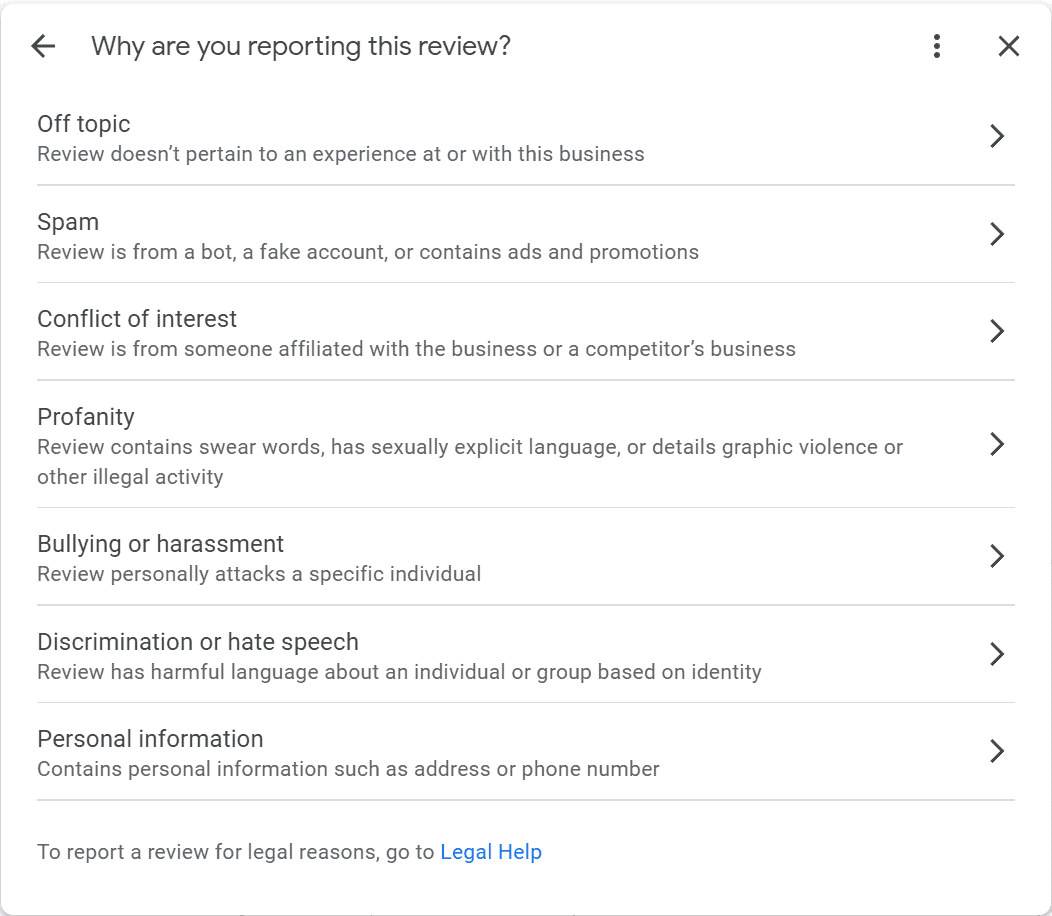 yêu cầu google xem xét các bài đánh giá sai sự thật