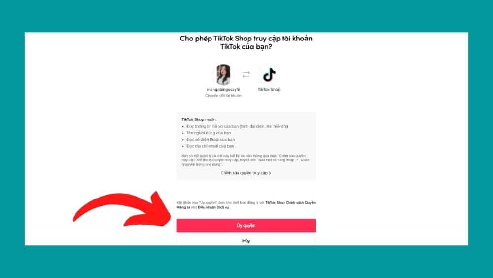 Ủy quyền tài khoản TikTok Shop