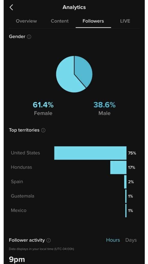 Tiktok analyitcs tab follower