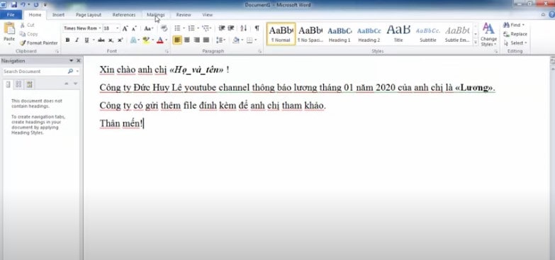 Gửi mail hàng loạt trong outlook 5