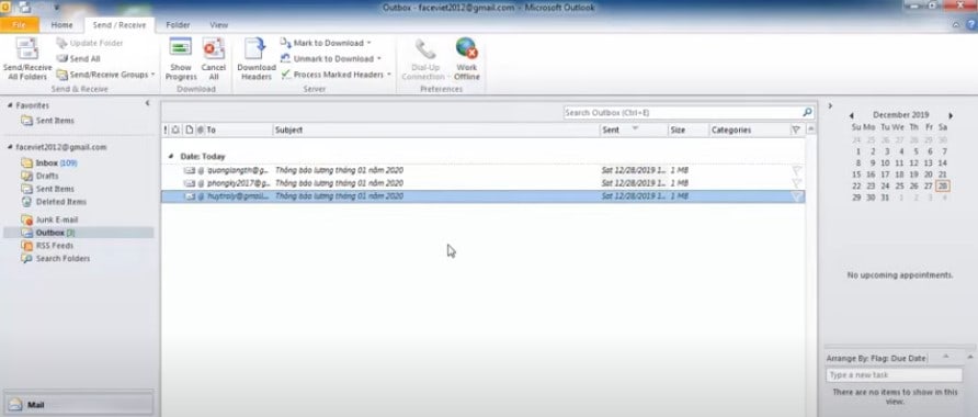 Gửi mail hàng loạt trong outlook 9