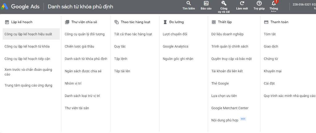 Từ khóa phủ định adwords 8