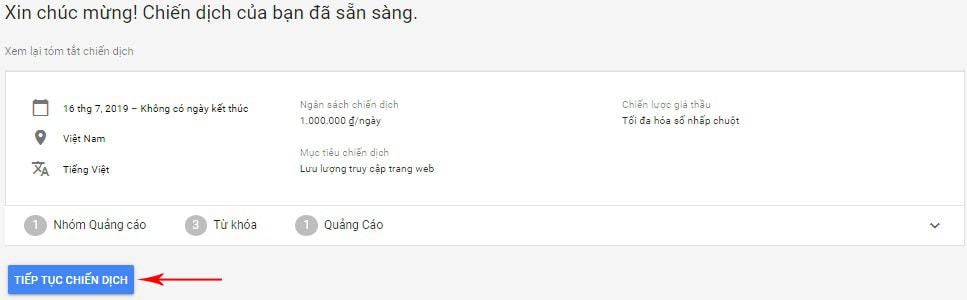 Hình ảnh mô tả submit xét duyệt quảng cáo thành công