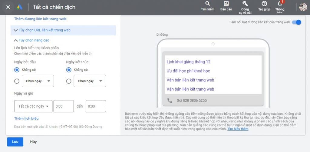 cài đặt tiện ích mở rộng google ads liên kết 2