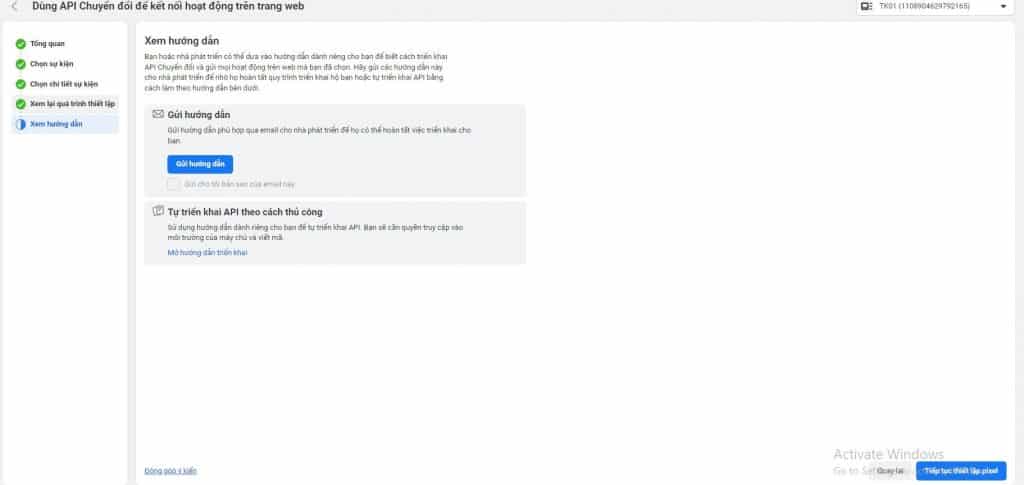 gửi hướng dẫn facebook pixel