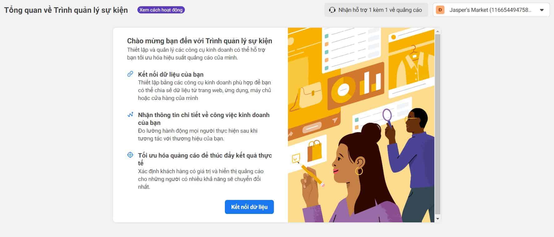lựa chọn tài khoản quảng cáo gắn facebook pixel