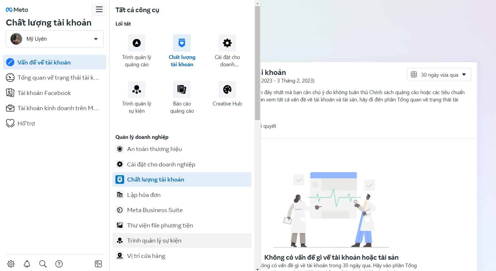 trình quản lý sự kiện thiết lập facebook pixel