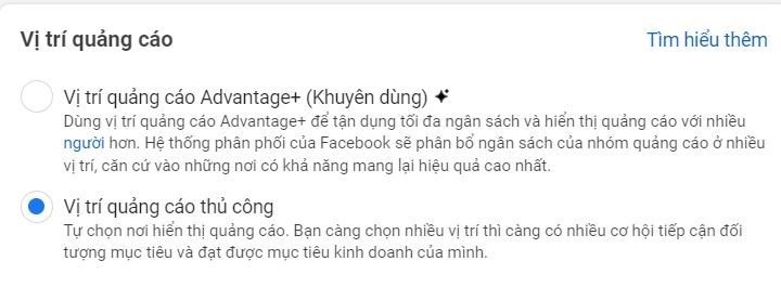 vị trí quảng cáo facebook audience network