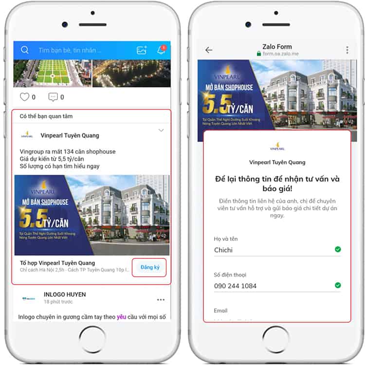 zalo ads bất động sản