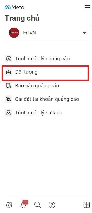 tạo đối tượng facebook
