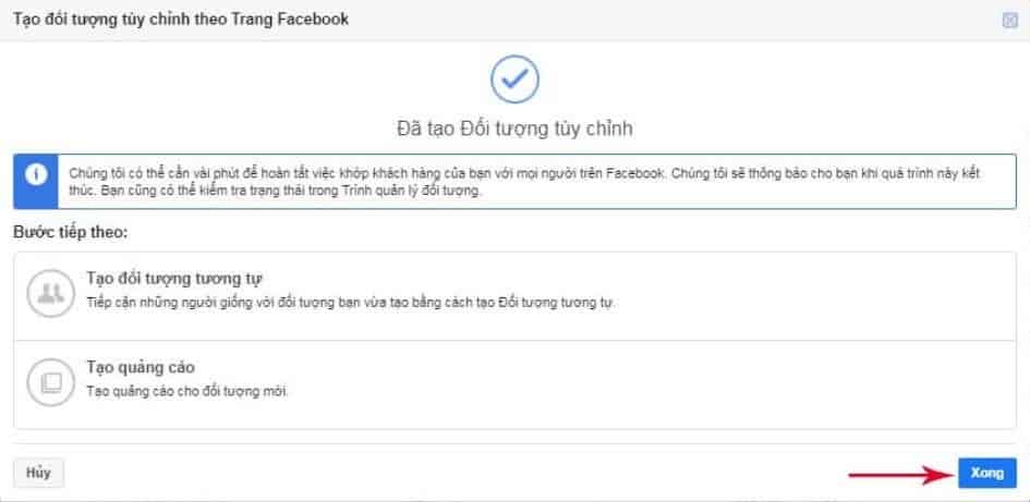 tạo đối tượng tùy chỉnh facebook