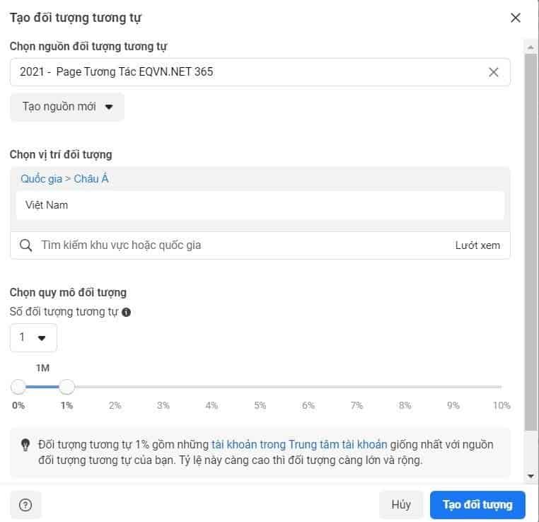 tạo lookalike audience facebook