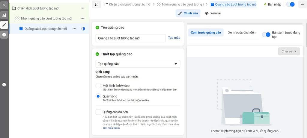 tạo quảng cáo facebook carousel 4