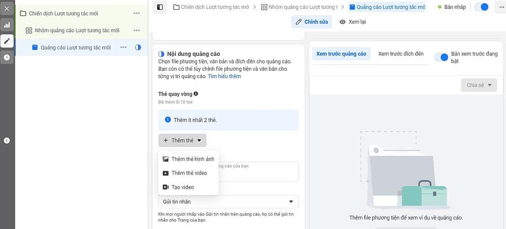 tạo quảng cáo facebook carousel 5