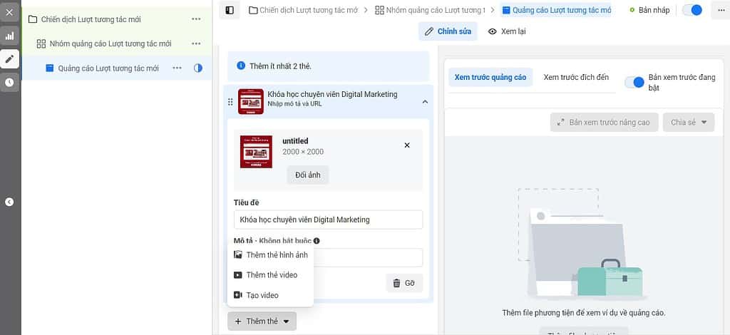 tạo quảng cáo facebook carousel 6