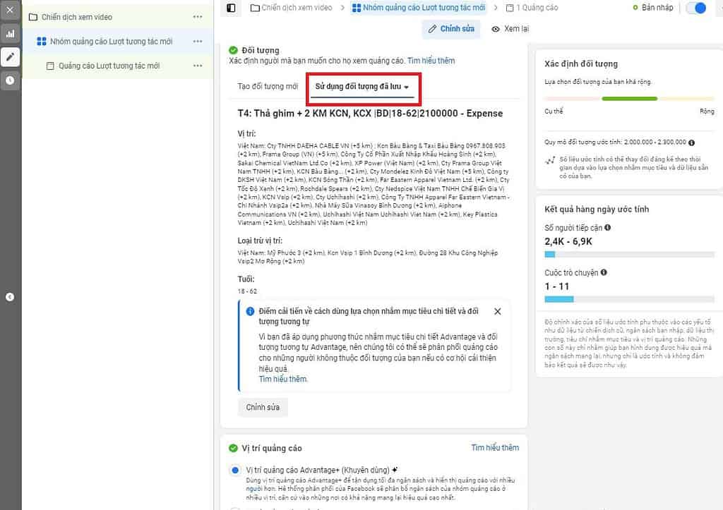 chọn đối tượng và vị trí quảng cáo video 5