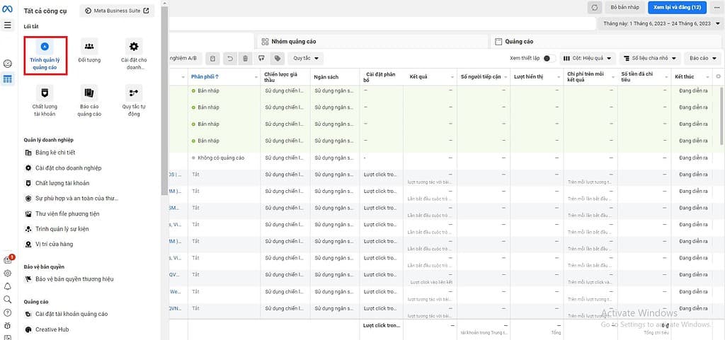 trình quản lý quảng cáo facebook