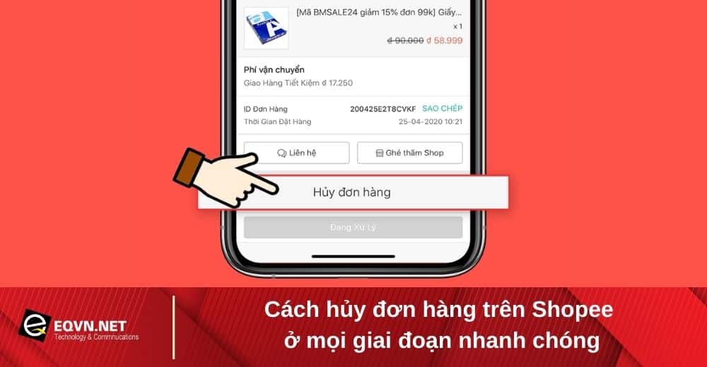 cách hủy đơn hàng trên shopee