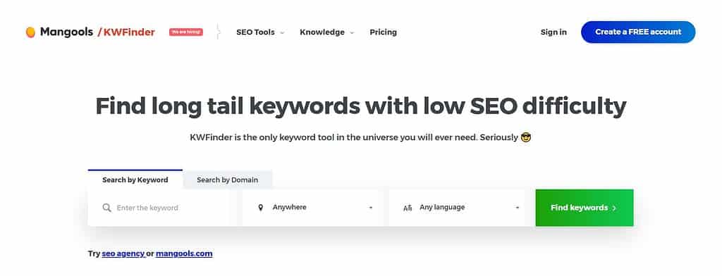 công cụ seo kwfinder
