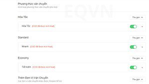 Cài đặt vận chuyển trên Shopee