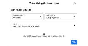 Điền vị trí và đơn vị tiền tệ