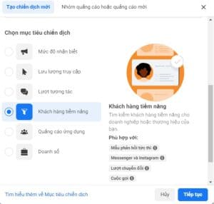 Chọn mục tiêu quảng cáo
