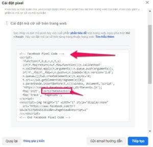 Copy đoạn mã để gắn vào landing page