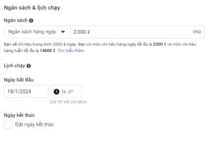 Chọn ngân sách và lịch chạy quảng cáo