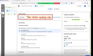Cài đặt nhóm quảng cáo