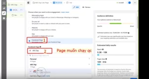 Chọn fanpage bạn muốn quảng cáo