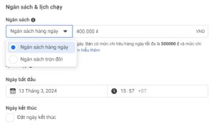 Chọn ngân sách quảng cáo