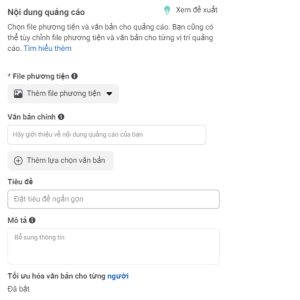 Chọn nội dung quảng cáo 