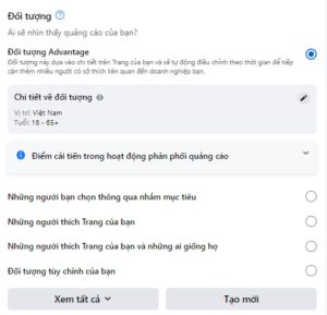 Thiết lập đối tượng quảng cáo 