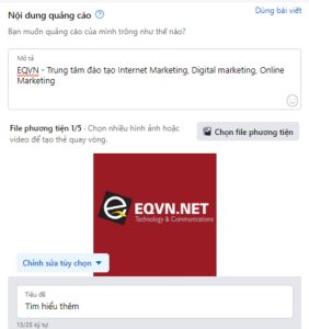 Thiết lập nội dung quảng cáo