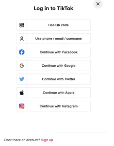 Đăng nhập vào tài khoản TikTok
