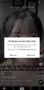 Tài khoản bị cấm hoặc tạm ngưng