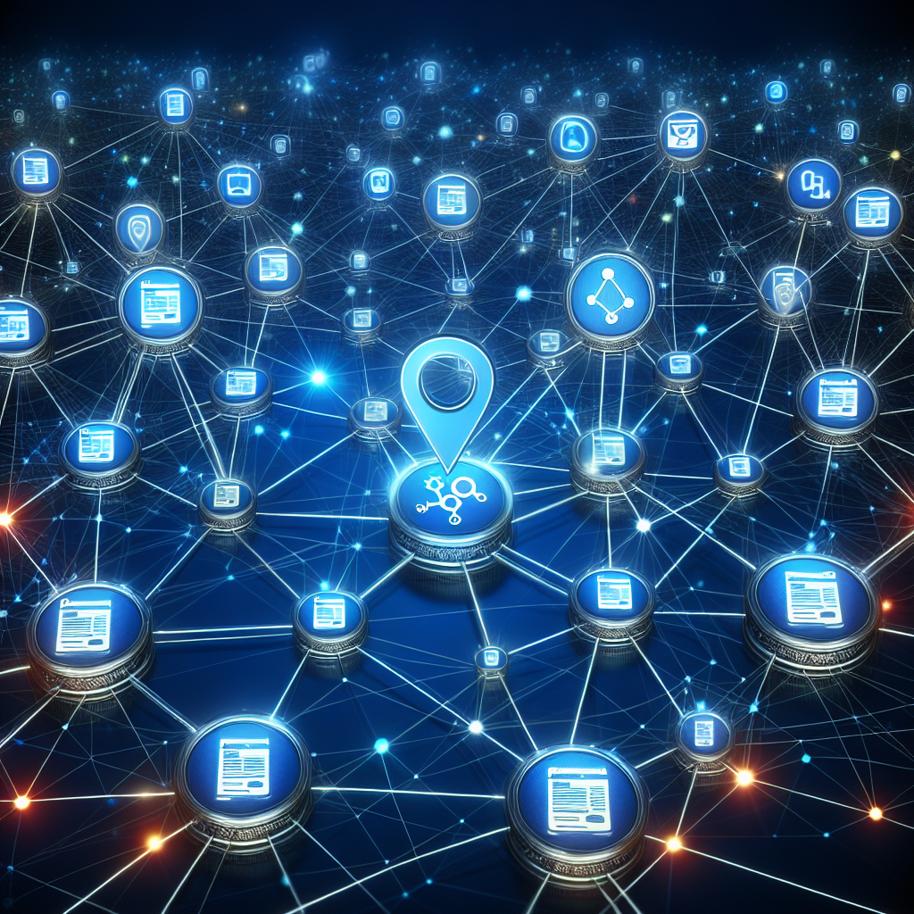 A network of backlinks connecting different websites, symbolizing the importance of off-page SEO and link building.