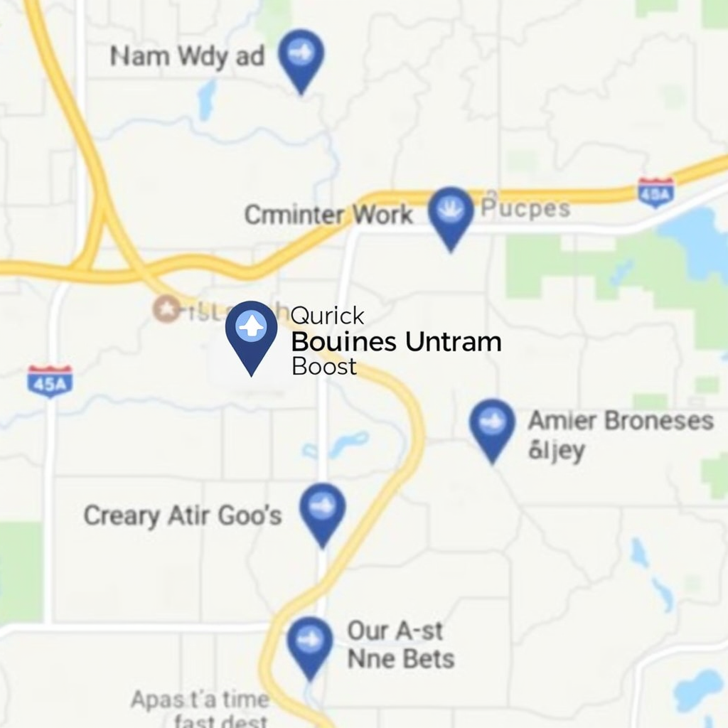 A vibrant Google Maps interface displaying multiple business locations with prominent ad markers, showcasing the visibility boost for local businesses.