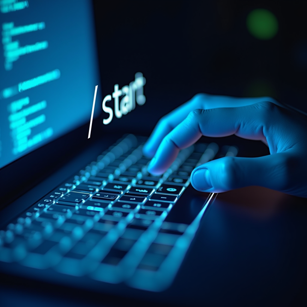 A digital hand types