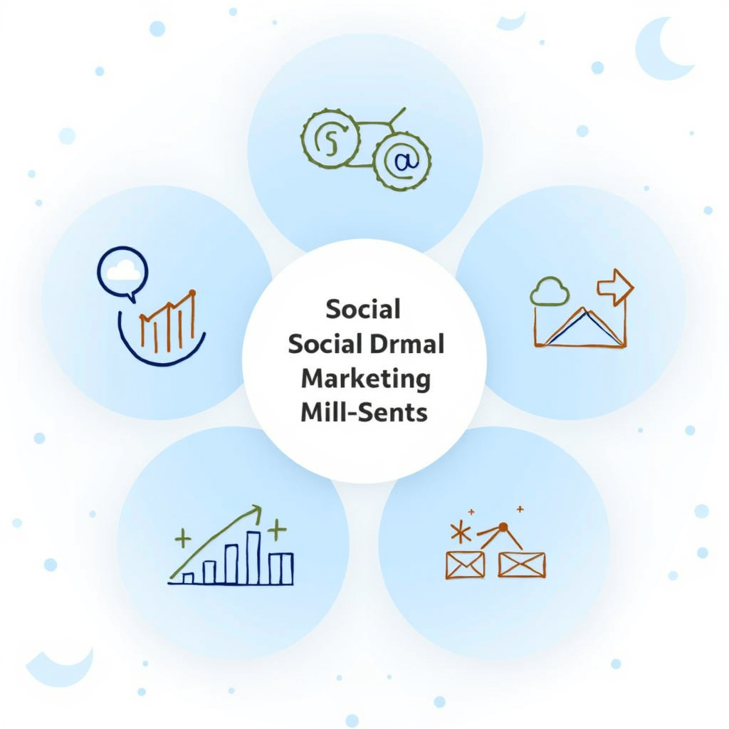 A visually appealing infographic showcasing the key components of a successful digital marketing campaign, including SEO, social media marketing, email marketing, and paid advertising.