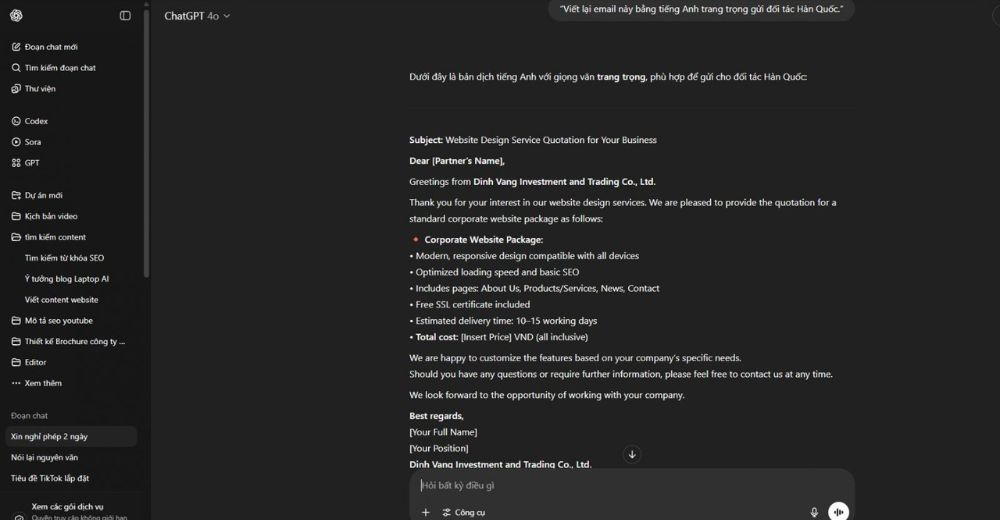 Sử dụng Chat GPT để hỗ trợ tại nội dung nhanh chóng